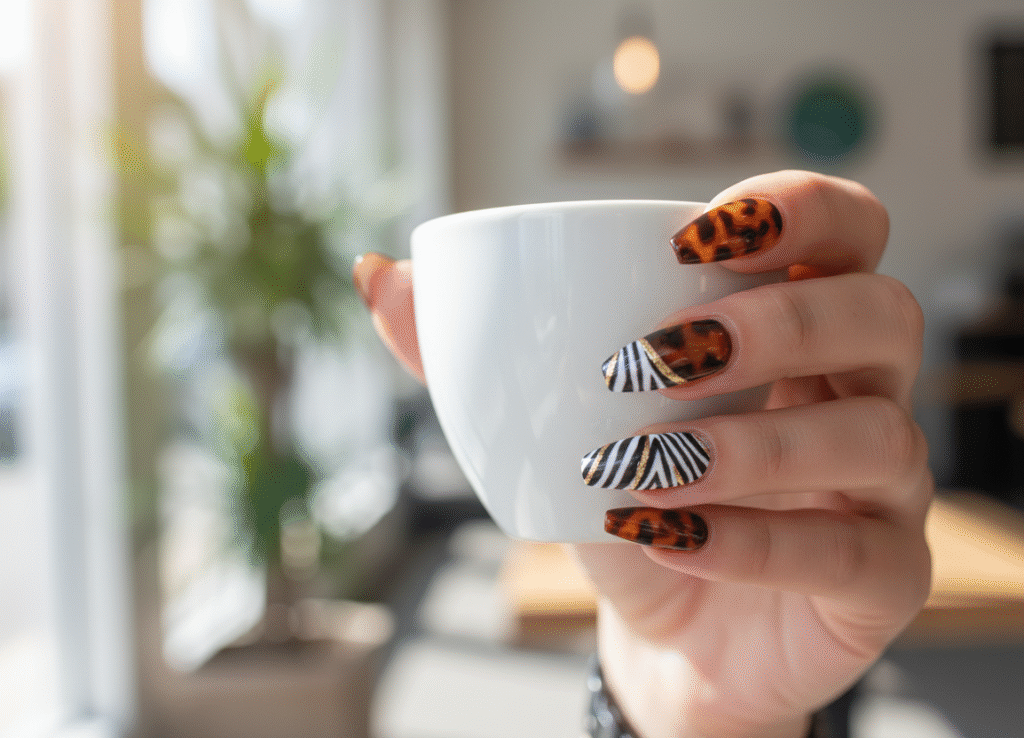 Tortoiseshell and Modern Animal Print Trendy Nail Designs
